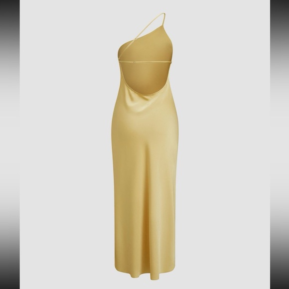 Commense Dresses & Skirts - Commense|Moonlight open back satin slit long Dress!! NWT
